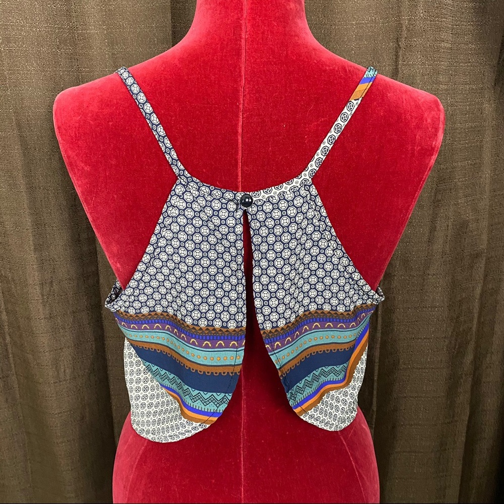 Psychedelic Trippy Geometry Pattern Flowy Crop Top - image 3